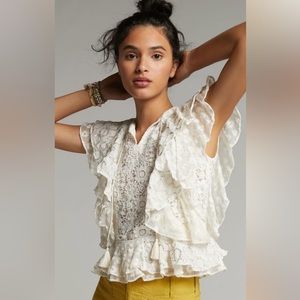 Stunning Anthropologie ivory lace blouse-Medium